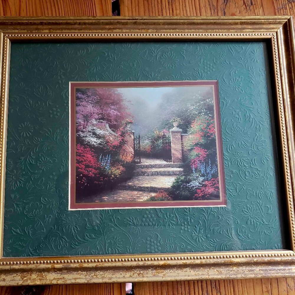 1997 Thomas Kinkade Victorian Garden Framed Print COA